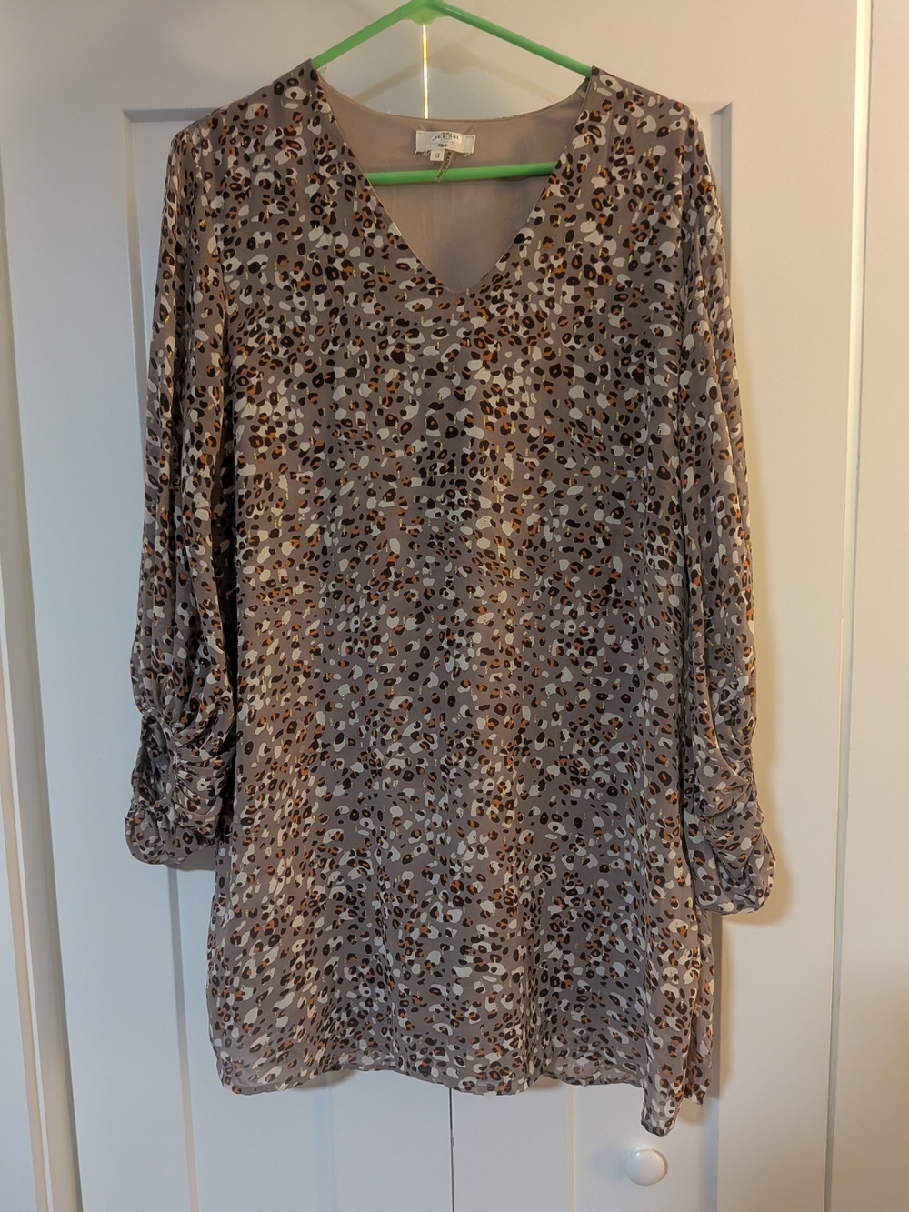 Entro Cheetah Print Shift Dress V-Neck Multicolor Size Small Boho Lined